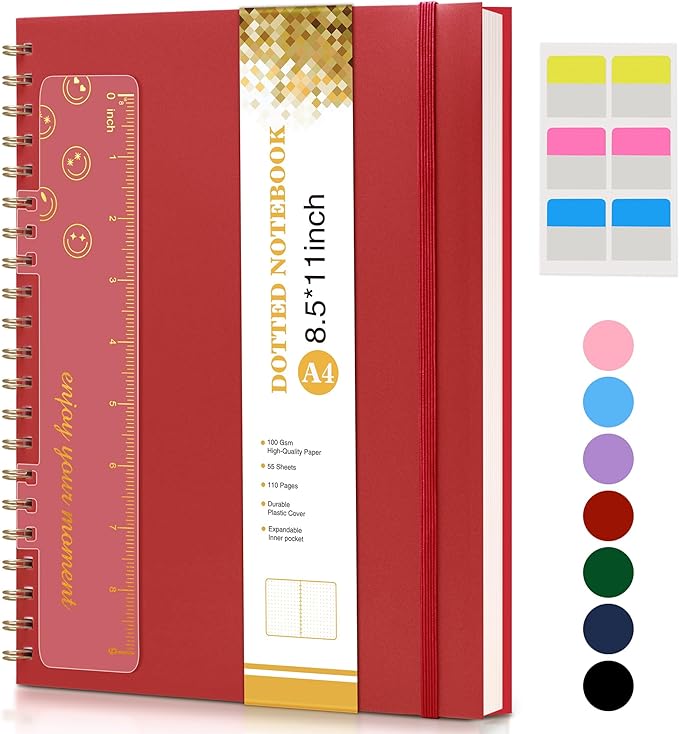 Dotted Notebook, Spiral Notebook Journal 8.5” x 11”, A4 Large Dot Grid Notebooks by UEBZFOCS