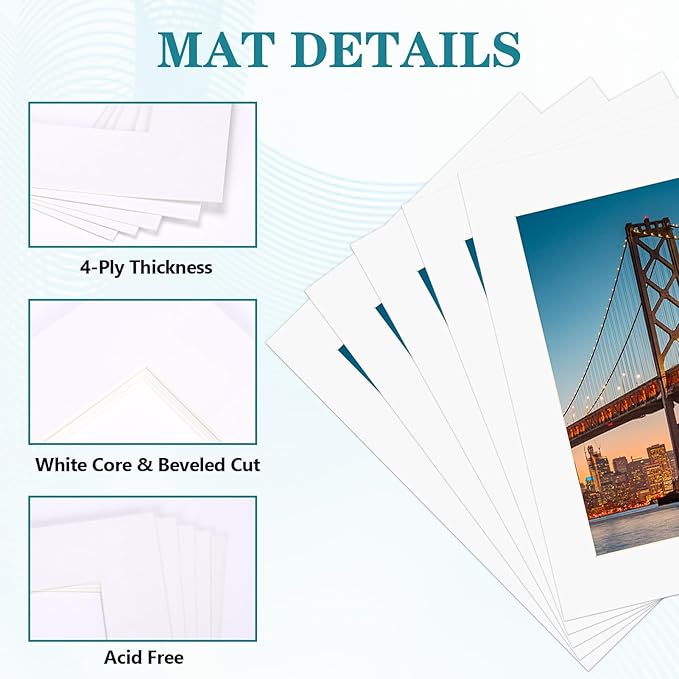 ZBEIVAN 11x14 White Picture Mats - Image 3