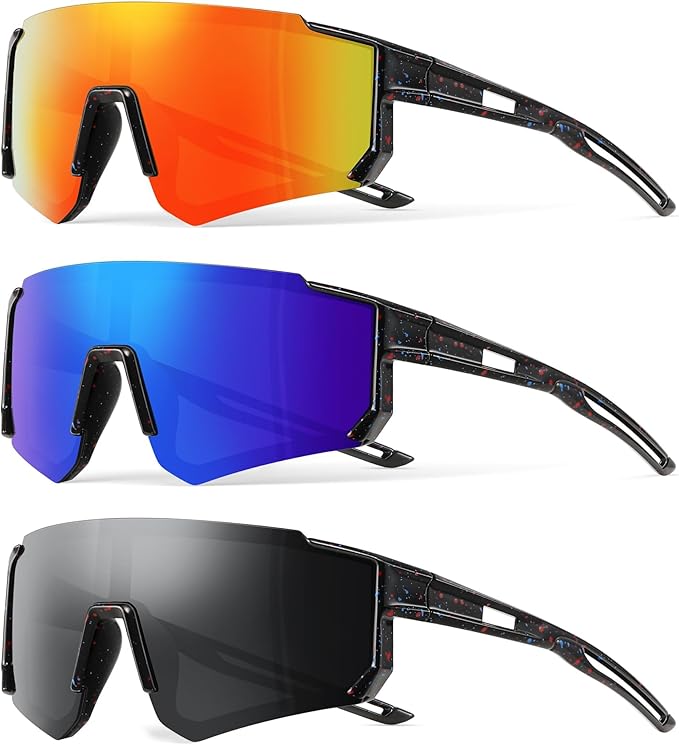 3PACK Kids Sunglasses Youth Baseball Sunglasses for Boys Girls Age 4-12,Softball Sports Cycling Goggles UV Protection