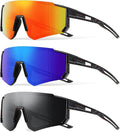3PACK Kids Sunglasses Youth Baseball Sunglasses for Boys Girls Age 4-12,Softball Sports Cycling Goggles UV Protection