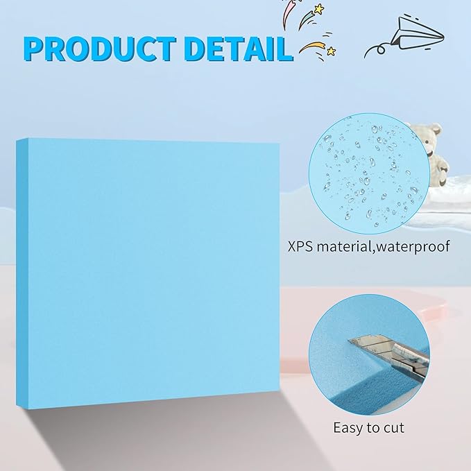 LuckyFoam Blue 10 Pack 12x12x0.79 inch Foam Sheets 0.79 Inch Thick Polystyrene - Image 4