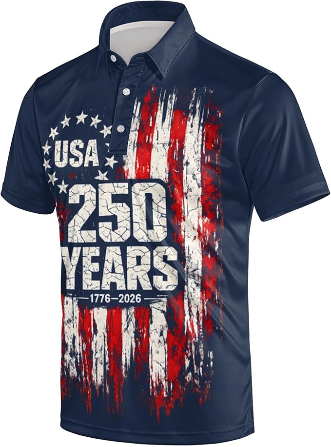 Golf Polo Shirts for Men Funny Print Short Sleeve Golf Shirts Performance Golf Polos