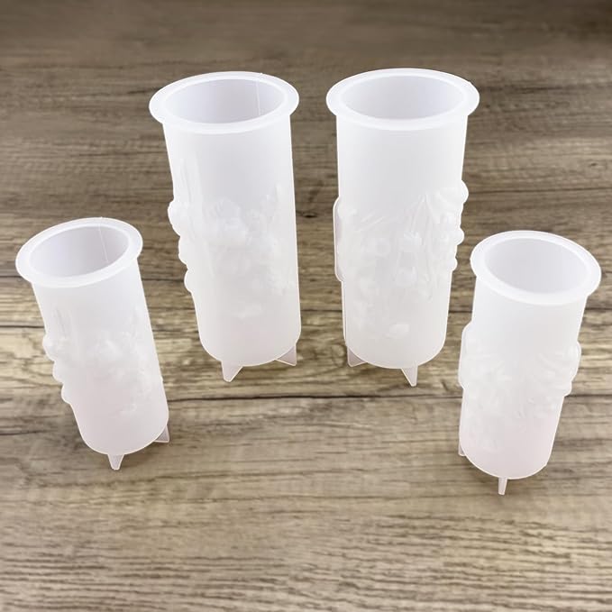 Flower Pillar Candle Molds 4pcs Rose Lily of The Valley Cylinder Silicone Molds - Image 2