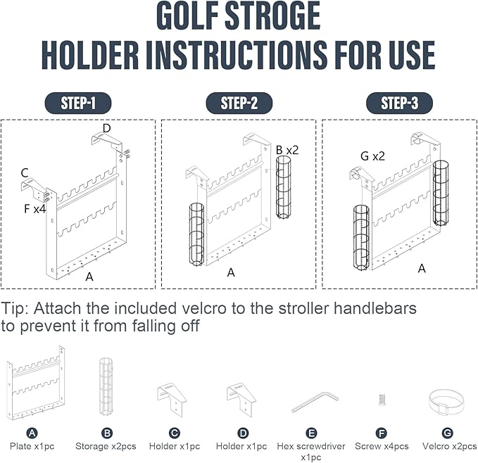 Golf Stroller Attachment - Universal Steel Golf Club Holder for Strollers,16-Club & 12-Ball Capacity with Adjustable Straps,Fits Single & Double Strollers,Ideal Golf Gift for Parents