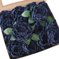 Floroom Artificial Flowers 16pcs 4" Navy Blue Blooming Peonies Real Looking by Floroom