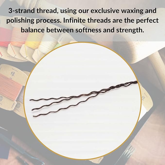 Bonded & Round Waxed Threads, 3-PLY Round Thread 12 Colors 252 Yards - Image 4