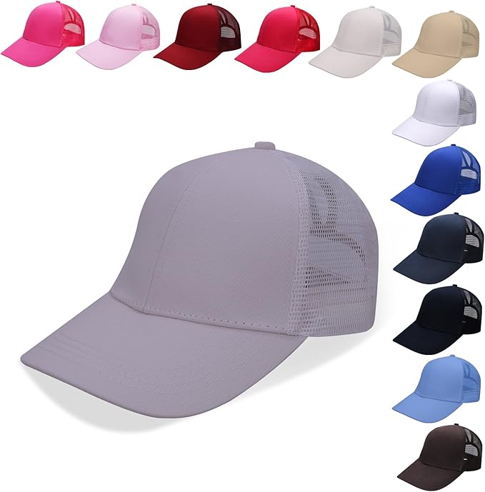 Criss Cross Hat Washed Distressed Baseball Cap Ponytail Hat High Messy Bun Ponycap for Women