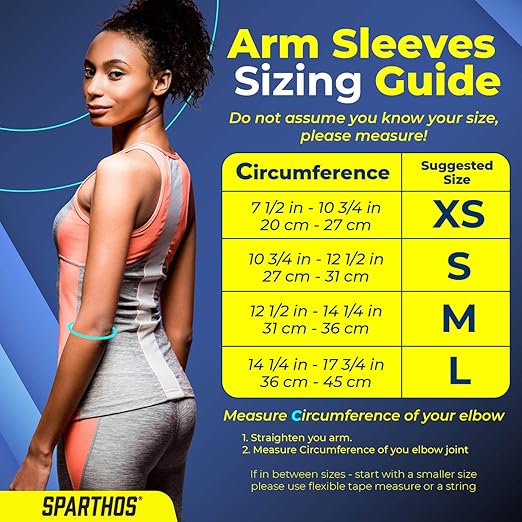 Sparthos Arm Compression Sleeve - Forearm Brace for Recovery, Support for Athletic Sports Running Tennis Baseball Lifting Football Gym Fit Shooting Weightlifting Golf - for Men and Women (Blue-XS)