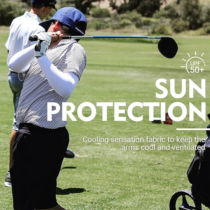 HEGCOIIE UV Sun Protection Arm Sleeves for Men & Women - Tattoo Cover Up - UPF 50 Cooling Sleeve for Golf, Cycling