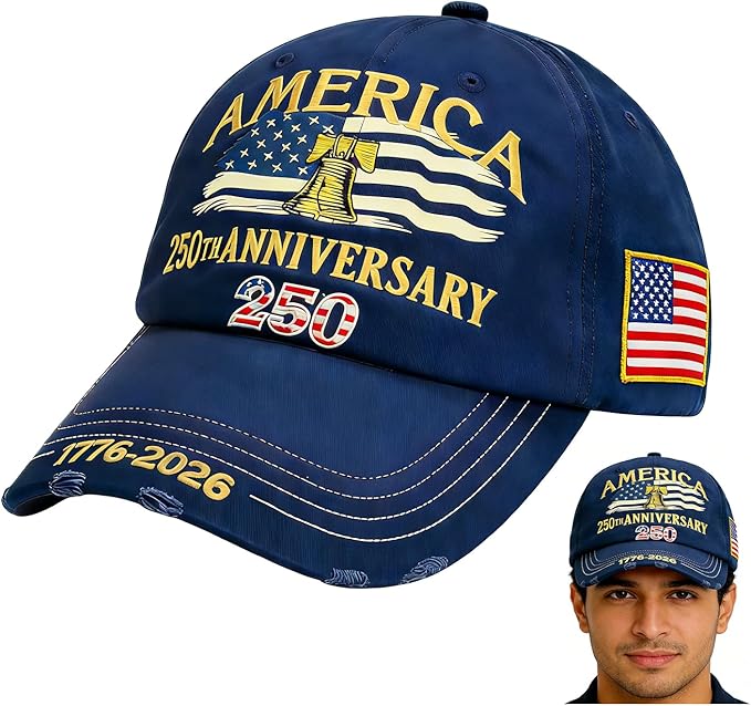U.S.A 250th Anniversary Embroidered Baseball Cap Adjustable 1776-2026 Anniversary Birthday Retro Patriots Hat for Men Women