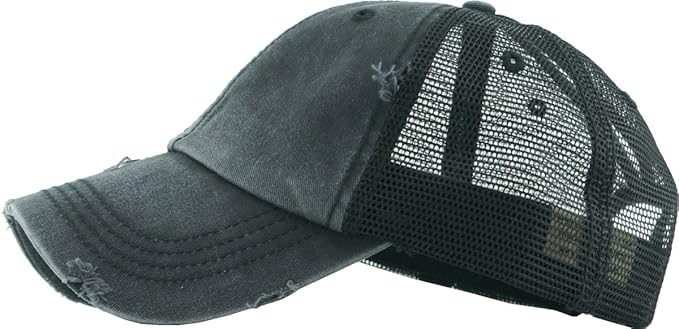 Classic Plain Ponytail Messy High Bun Headwear Adjustable Cotton Trucker Mesh Glitter Hat Baseball Cap