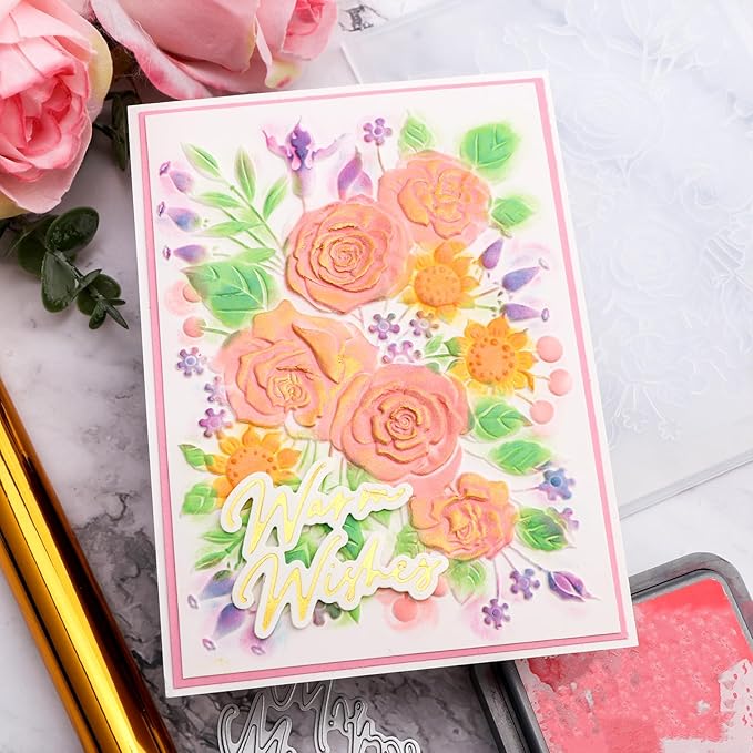 BAOFALI 3D Embossing Folder for Card Making, Rose Garden Clear Plastic Texture - Image 8