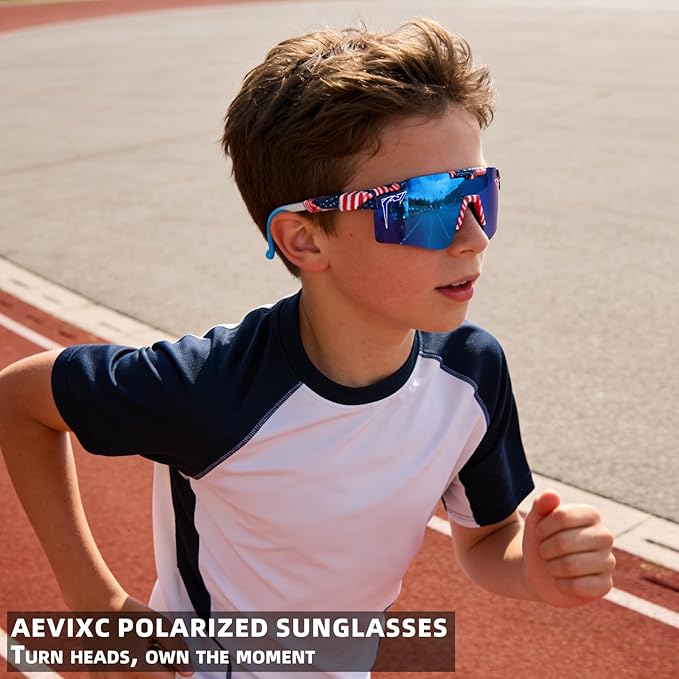 2-Sizes Kids Youth Baseball Sunglasses Men Women Vipers Sunglasses Softball Boys Girl True Polarization &UV Protection