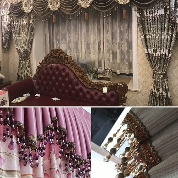 3yards Beading Fringe Trimming Long Beads Tassel Curtain Trim Ribbon Trim - Image 4