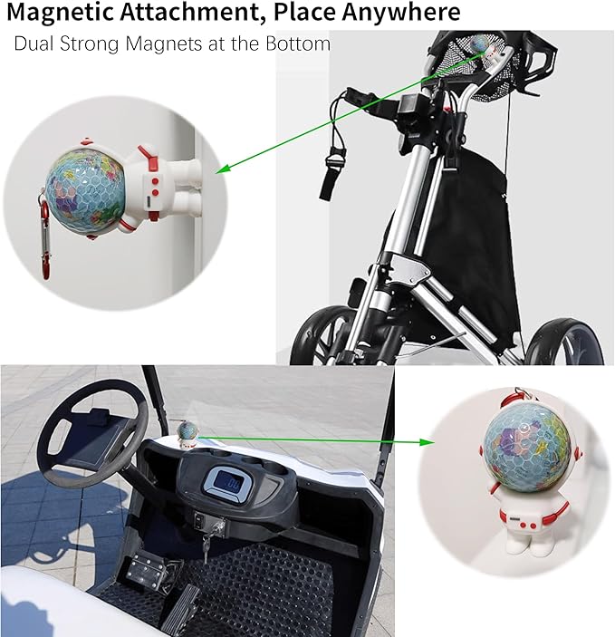 Astronaut Golf Tee Holder and Phone Stand, Includes 2 Golf Tees, Golf Ball Holder with Carabiner, Fun Golf Accessories for Men and Women, Stylish Golf Bag Accessory and Golf Gift