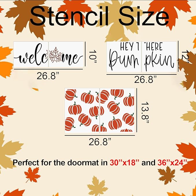 Fall Stencils for Door Mats 27”x14” Fall Doormat Stencils Pumpkin Stencil - Image 2