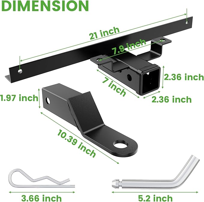 Trailer Hitch Fit for Club Car DS 1982-up Models Fits on Backseat Footrest Compatible with Cargo Boxes, black