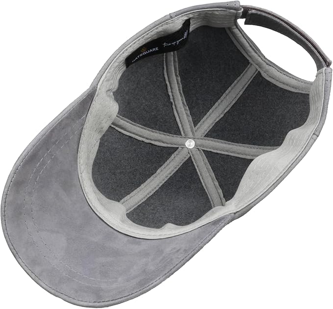 Suede Leather Baseball Cap – Unstructured 6 Panel Adjustable Strapback Hat for Men & Women