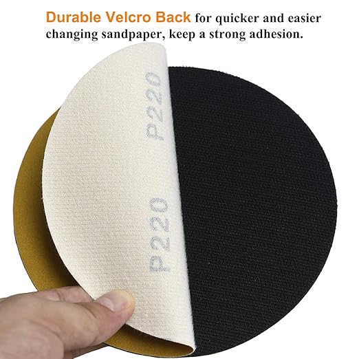 6-Inch No-Hole Hook and Loop Sanding Discs 220-Grit, Random Orbital Sandpaper - Image 4