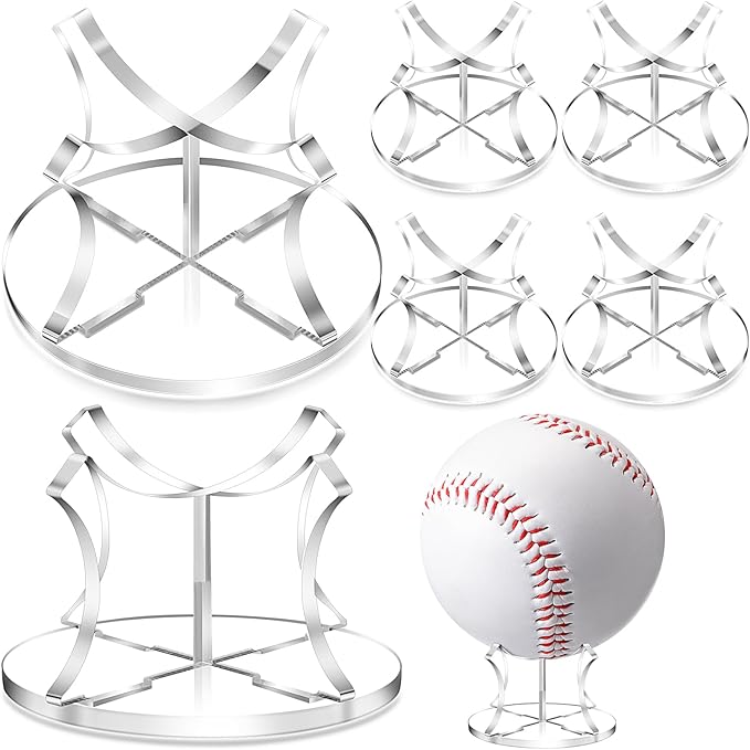 Mudder 6 Pack Baseball Display Stand, Acrylic Ball Display Holder Transparent Sports Balls Stand Holder Rack for Baseball, Golf Balls, Tennis Ball, Softball, Home Office Collection