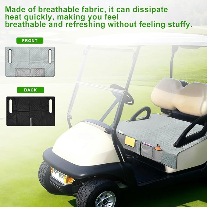 Grekos Golf Cart Seat Covers, Golf Cart Seat Covers with Front Seat 4 Pockets Anti-Slip Low Surface Design 39''x 22'' for Universal Golf Accessories, Non-Slip Easy to Clean, Gray