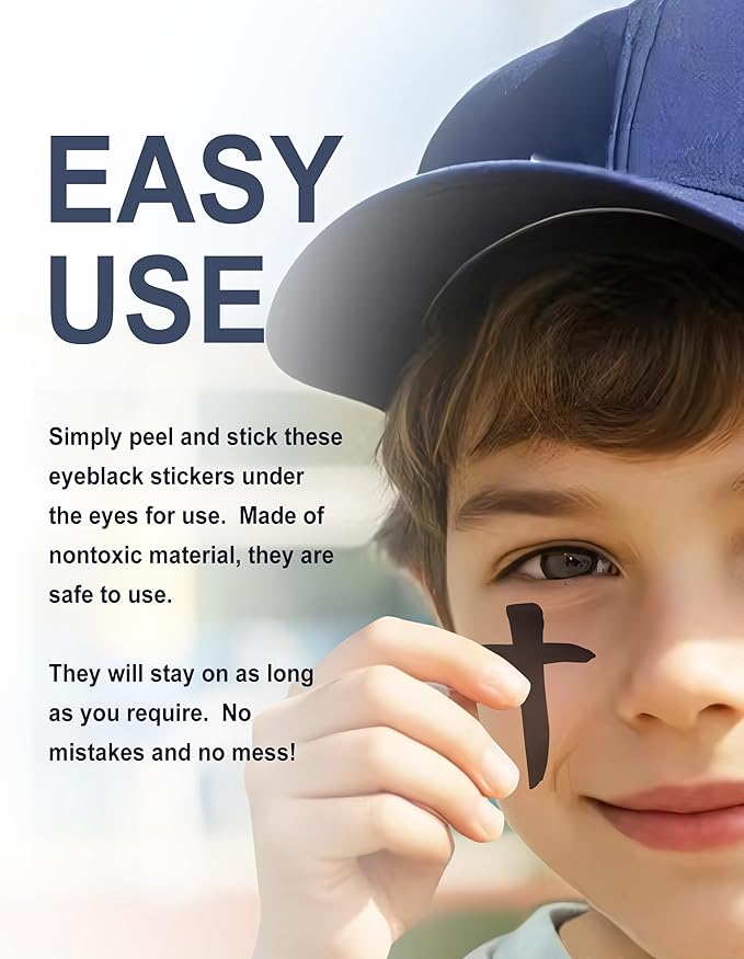 96 Pairs Eye Black Stickers, Sports Face Eyeblack Sticker for Baseball Football Softball Themed Party Birthday Party Supplies