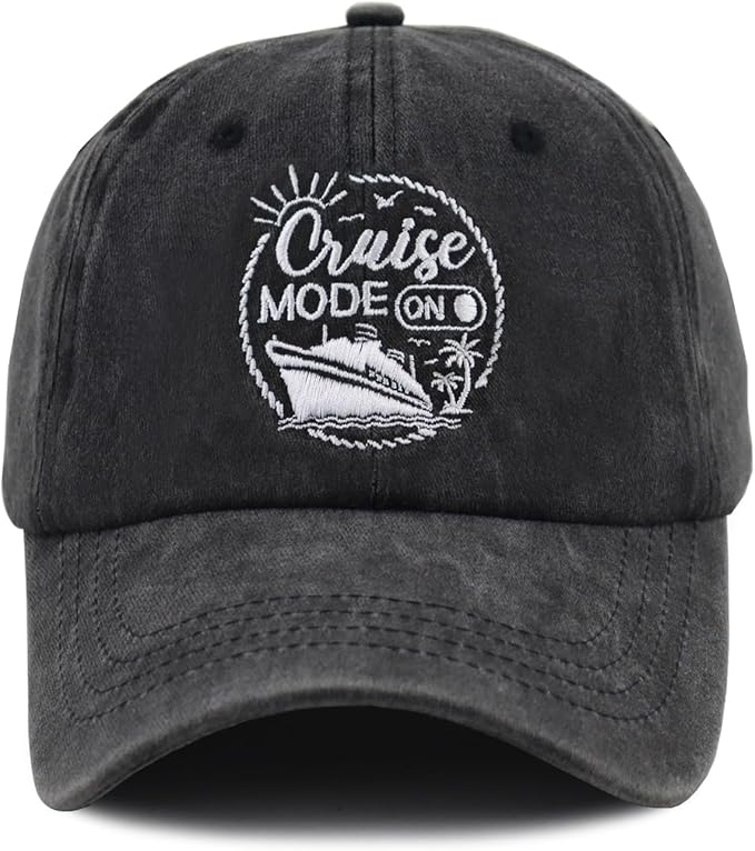 Cruise Mode On Baseball Caps for Men Women, Adjustable Embroidered Cotton Outdoor Hats