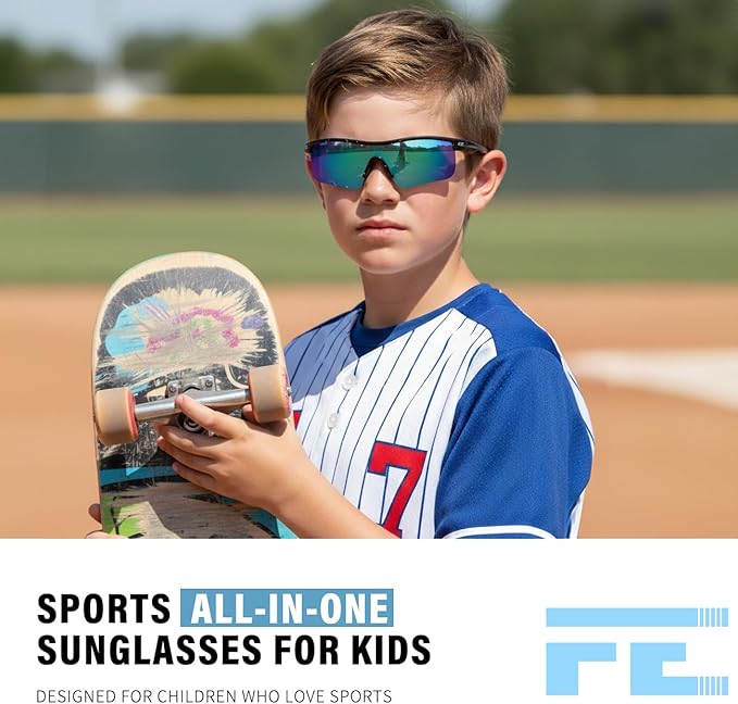 FEISEDY Kids Teens Baseball Polarized Sunglasses Sports TR90 Frame Boys Girls Cycling B2454