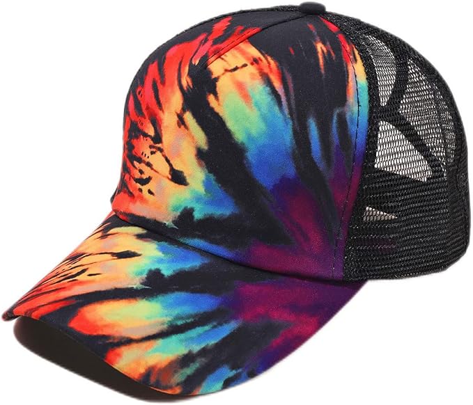 Criss Cross Hat Washed Distressed Baseball Cap Ponytail Hat High Messy Bun Ponycap for Women