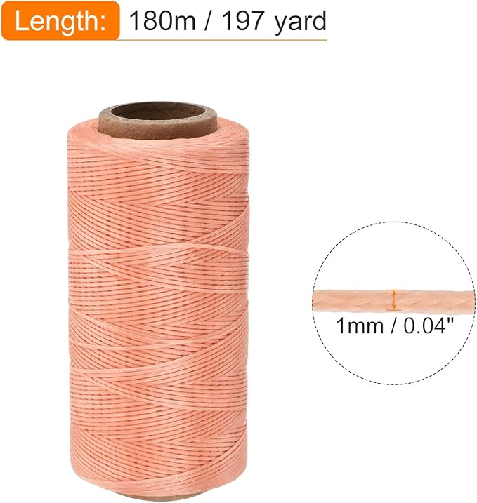 MECCANIXITY Waxed Thread, 197 Yard 1mm 210D Flat Wax Thread Polyester Waxed - Image 2