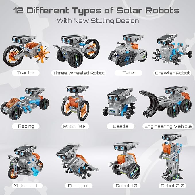 12-in-1 Solar Robot Kit for Kids 8-12, STEM Educational Building Toys - Image 3