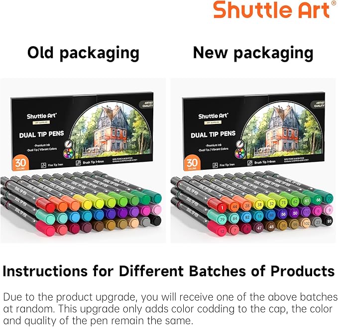 Shuttle Art Dual Tip Brush Marker Pens, 30 Colors Dual Tip Calligraphy Pens - Image 2