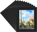 Prudiut 15 Pack 8x10 Black Picture Mats, Frame Mattes by Prudiut