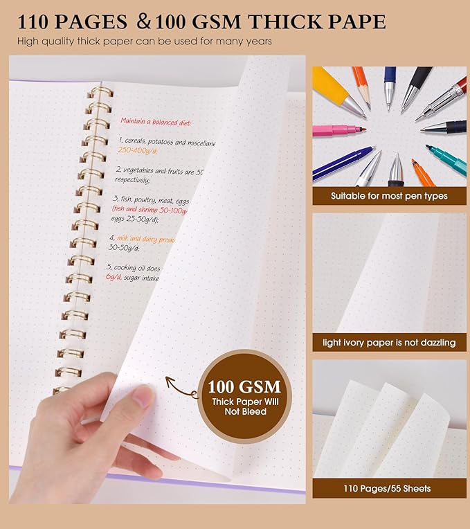 Dotted Notebook, Spiral Notebook Journal 8.5” x 11”, A4 Large Dot Grid Notebooks - Image 4
