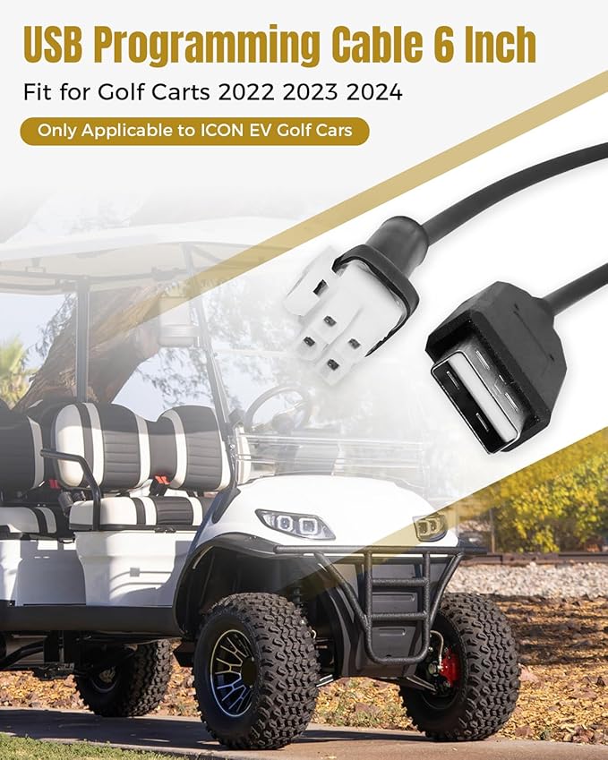 6Ft USB Programming Cable 6' Fit for ICON EV Golf Carts 2022 2023 2024
