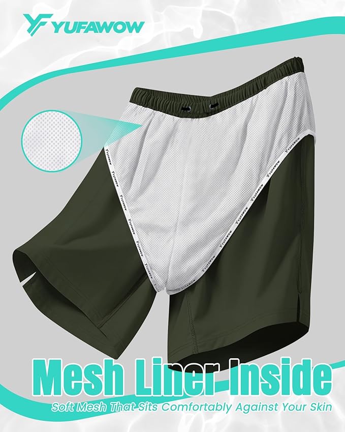 9 Inch Men Swim Trunks with Mesh Lining Quick Dry Breathable Pockets for Summer Beach Cruise Water Park Gym Running