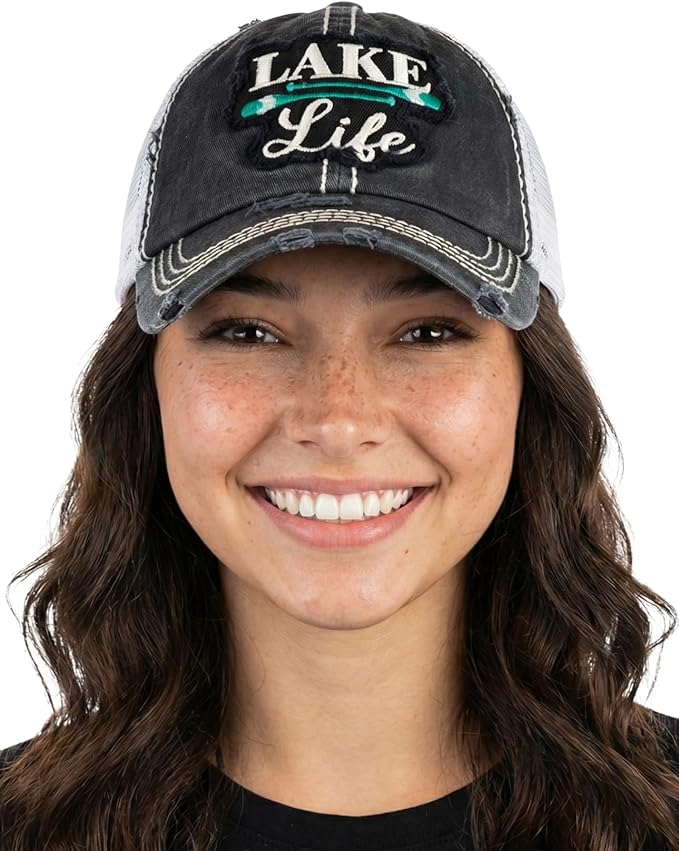 Funky Junque Distressed Vintage Baseball Cap - Embroidered Patch Women's Hat - Holiday, Lifestyle & Patriotic Designs