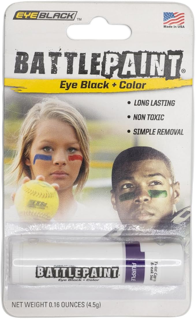 EyeBlack BattlePaint – Bright Colored Under Eye Black Grease for Pro Athletes and Super Fans – Baseball, Softball, Football – 2 Sticks