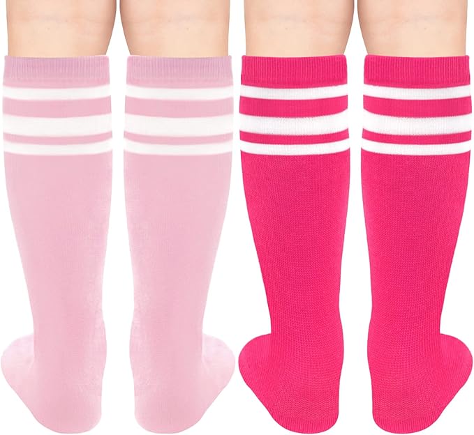 Sarfel Kids Soccer Socks Toddler Soccer Socks Girls Boys Soccer Socks Kids Tube Socks with Stripes Toddler Knee High Socks