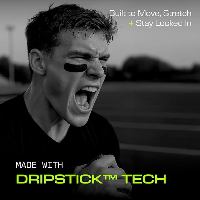 DRIP Strips Pro-Grade Eye Black Stickers, 24 Pairs, Natural Flex & Stretch Eye Black Face Strips, Sweat-Proof, Eye Black Baseball, Softball, Football, Lacrosse, Black OG Strips