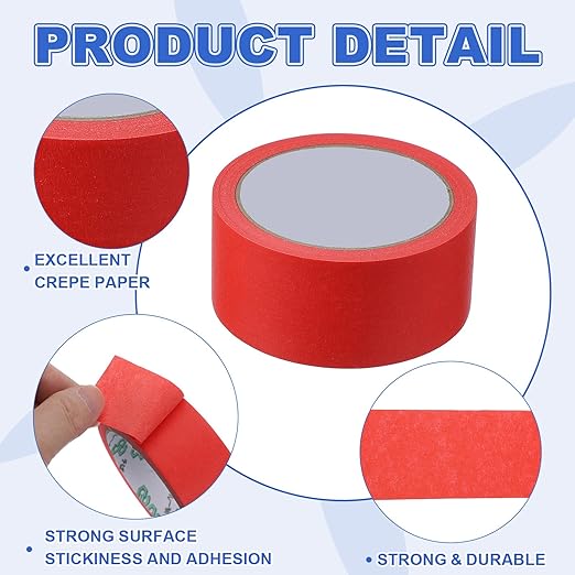 MECCANIXITY Masking Tape 1.8 Inch x 21 Yard Painter's Tape Red Paint Tapes - Image 3