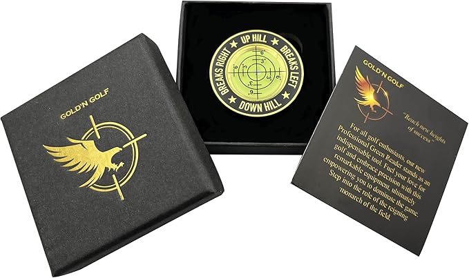 GOLD'N GOLF Pro Golf Green Reader, Level Golf Accessories for Men and Women, Golf Ball Marker, Putting Green Reading aid, Beautiful Gift for Golf Lovers