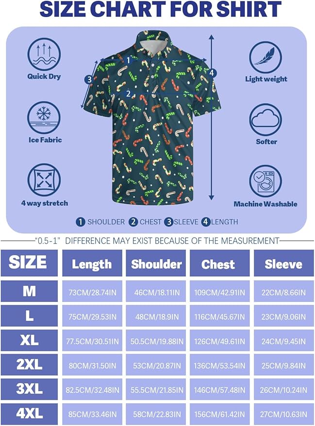 HUURAY Funny Golf Polos for Men Funny Print Short Sleeve Shirts Quick Dry Polo Shirts Hawaiian Shirt Performance Golf Outfits