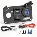 EZGO Key Switch Plate with Forward Reverse Switch, DC 9V-48V 3.1A Fast Charge Dual USB Charger, LED Digital Voltmeter, Fit Electric EZGO TXT, Medalist, PDS Golf Carts((Black/Red))