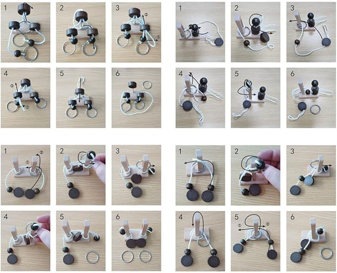 Brain Teaser Puzzle Wooden Threading Rope Loop Puzzle Luban Lock Brain Teaser - Image 3