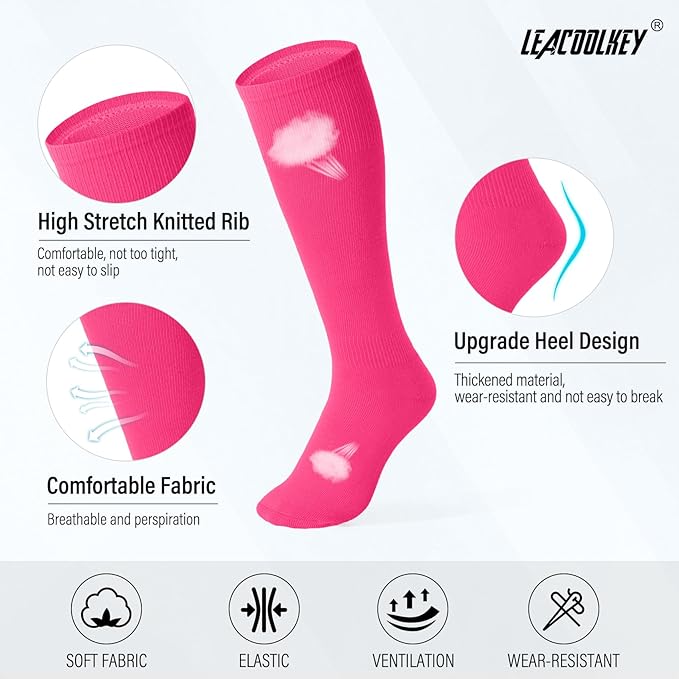 LEACOOLKEY Baseball Belt and Socks Combo Set Adjustable Softball Socks and Elastic Belt for Youth and Adult