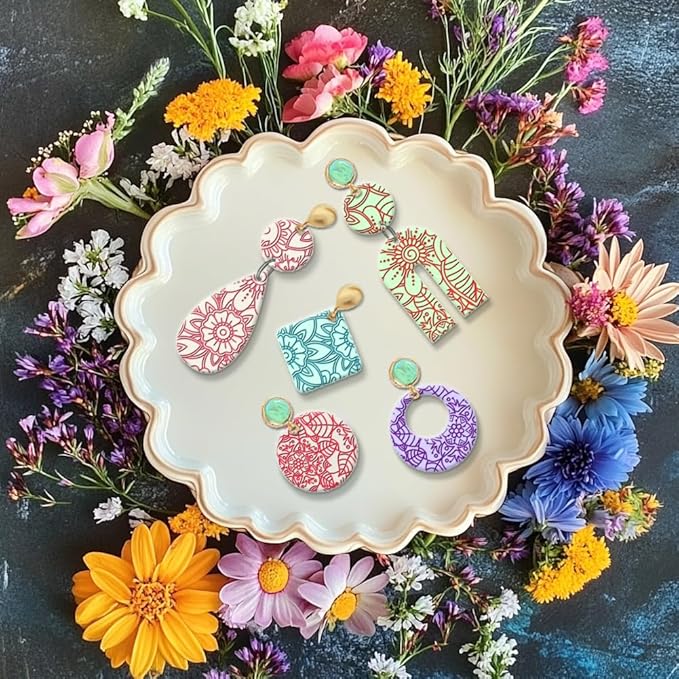 CHGCRAFT Abstract Flowers Geometric Flowers Silicone Texture Stamp Polymer Clay - Image 4