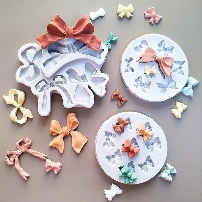 3PCS Bow Silicone Molds, Cute Bow Chocolate Molds Fondant Molds, Handmade Candy - Image 3