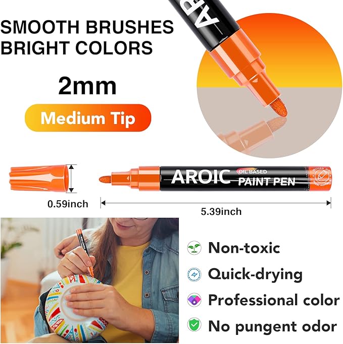 AROIC 48 Pack Oil-Based Paint Markers Medium Tip - Image 3