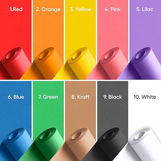 24" x 1200" Pack of 10 Rolls USA-Made Multi-Color Kraft Paper, 45 lbs/66 GSM – - Image 4